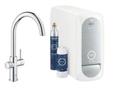 Kromirana miješalica za sudoper Grohe Blue Home Duo s filtrom, s hlađenjem i tipkom pro za gaziranu i negaziranu vodu