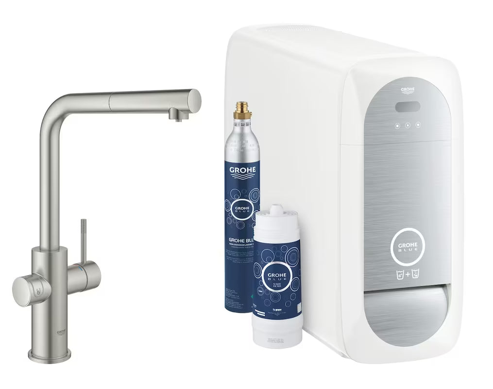 Grohe Blue Home miješalica za sudoper supersteel s funkcijom filtracije i hladnjakom pro za gaziranu vodu