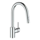 Kromirana miješalica za sudoper Grohe Concetto New s visokim zakretnim izljevom i izvlačnim tušem