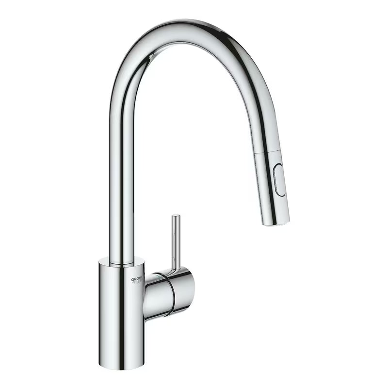 Kromirana miješalica za sudoper Grohe Concetto New s visokim zakretnim izljevom i izvlačnim tušem