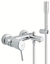 Kromirana zidna miješalica za kadu Grohe Concetto New s tuš setom s automatskim prebacivanjem kada/tuš.
