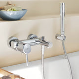 Kromirana zidna miješalica za kadu Grohe Concetto New s tuš setom s automatskim prebacivanjem kada/tuš.