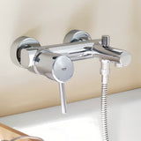 Zidna jednoručna baterija miješalica za kadu Grohe Concetto New u krom izvedbi s preklopnikom kada tuš