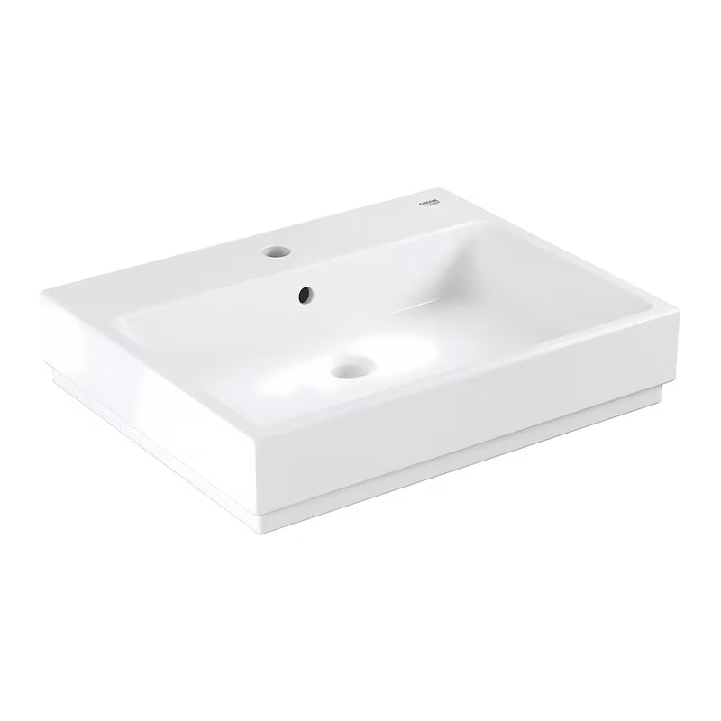 Viseći umivaonik Grohe Cube Ceramic 600 x 490 mm od keramike u boji alpine white s preljevom