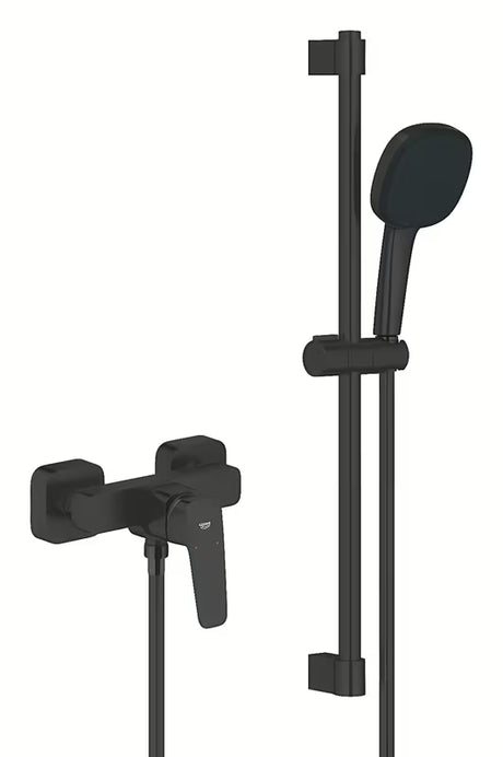 Grohe Cubeo zidna miješalica za tuš u mat crnoj s tuš setom Tempesta Cube 110