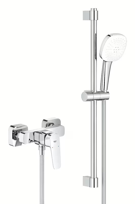 Kromirana zidna miješalica za tuš Grohe Cubeo s tuš setom Tempesta Cube 110