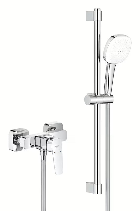 Kromirana zidna miješalica za tuš Grohe Cubeo s tuš setom Tempesta Cube 110