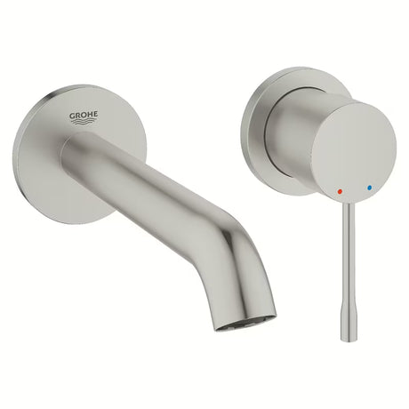 Podžbukna miješalica za umivaonik Grohe Essence New u mat izvedbi supersteel pro za zidnu montažu.