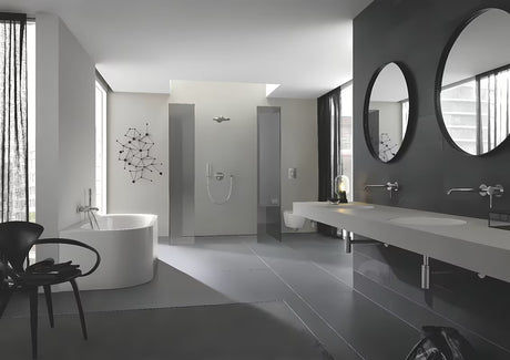 Podžbukna miješalica za umivaonik Grohe Essence New u mat izvedbi supersteel pro za zidnu montažu.
