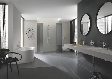 Umivaonička jednoručna baterija slavina Grohe Essence New s odvodom u izvedbi supersteel.