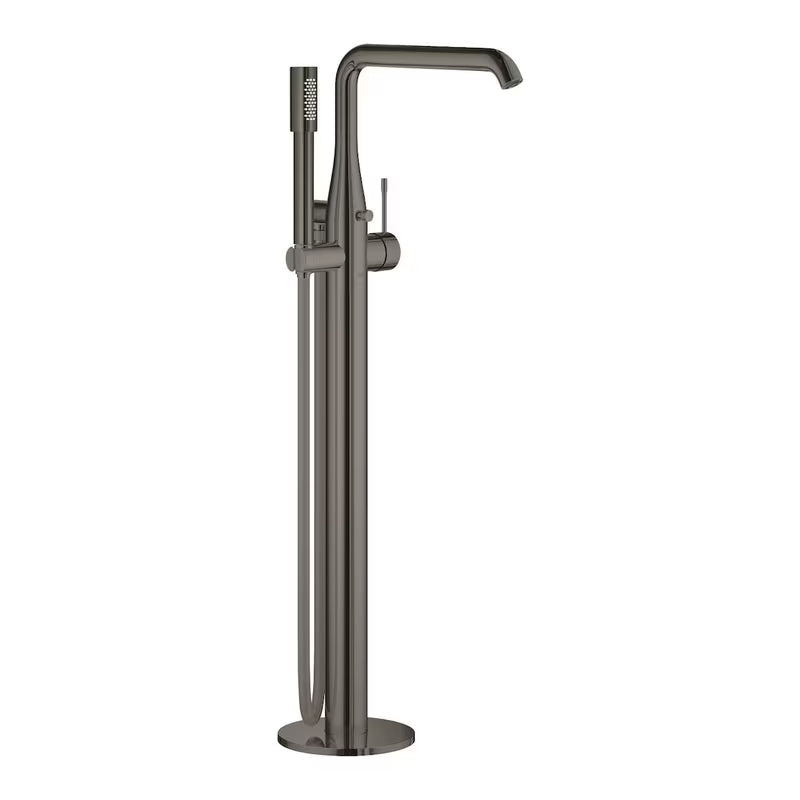 Podna miješalica za kadu Grohe Essence New s tuš setom u završnoj obradi Hard Graphite.