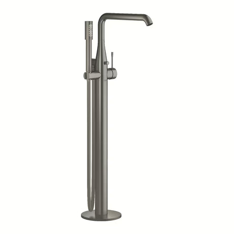 Podna miješalica za kadu Grohe Essence New s ručnim tušem u završnoj obradi brushed hard graphite.