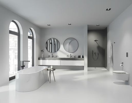 Podžbukna tuš/miješalica za kadu Grohe Essence New u završnoj obradi Brushed Cool Sunrise s ručicom i 3-smjernim preusmjerivačem.