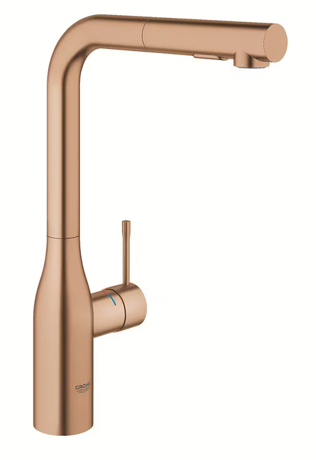 Miješalica za Sudoper Grohe Essence New s visokim zakretnim izljevom i izvlačnim tušem u izvedbi brushed warm sunset.