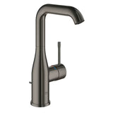 Visoka jednoručna baterija miješalica za umivaonik Grohe Essence New u završnoj obradi Hard Graphite s okretnim izljevom