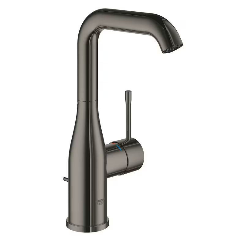 Visoka jednoručna baterija miješalica za umivaonik Grohe Essence New u završnoj obradi Hard Graphite s okretnim izljevom