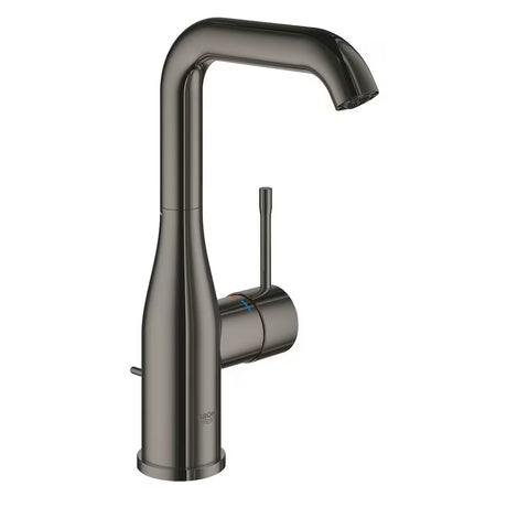 Visoka jednoručna baterija miješalica za umivaonik Grohe Essence New u završnoj obradi Hard Graphite s okretnim izljevom