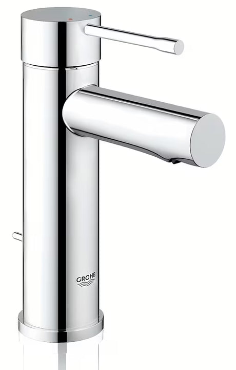 Kromirana miješalica za umivaonik Grohe Essence New s ručicom i odvodnim setom.
