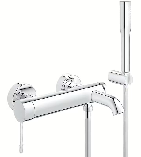 Kromirana zidna miješalica za kadu Grohe Essence New s tuš setom