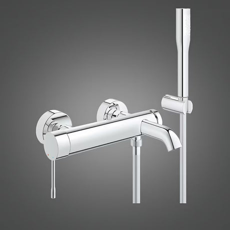 Kromirana zidna miješalica za kadu Grohe Essence New s tuš setom