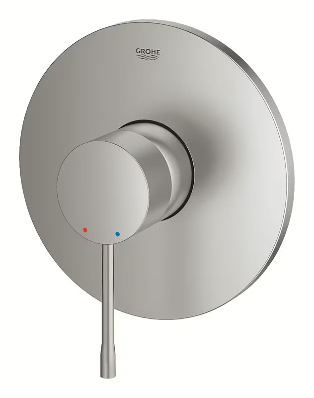 Podžbukna jednoručna baterija miješalica za tuš Grohe Essence New u izvedbi supersteel s metalnom pločom