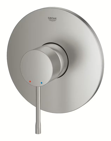 Podžbukna jednoručna baterija miješalica za tuš Grohe Essence New u izvedbi supersteel s metalnom pločom