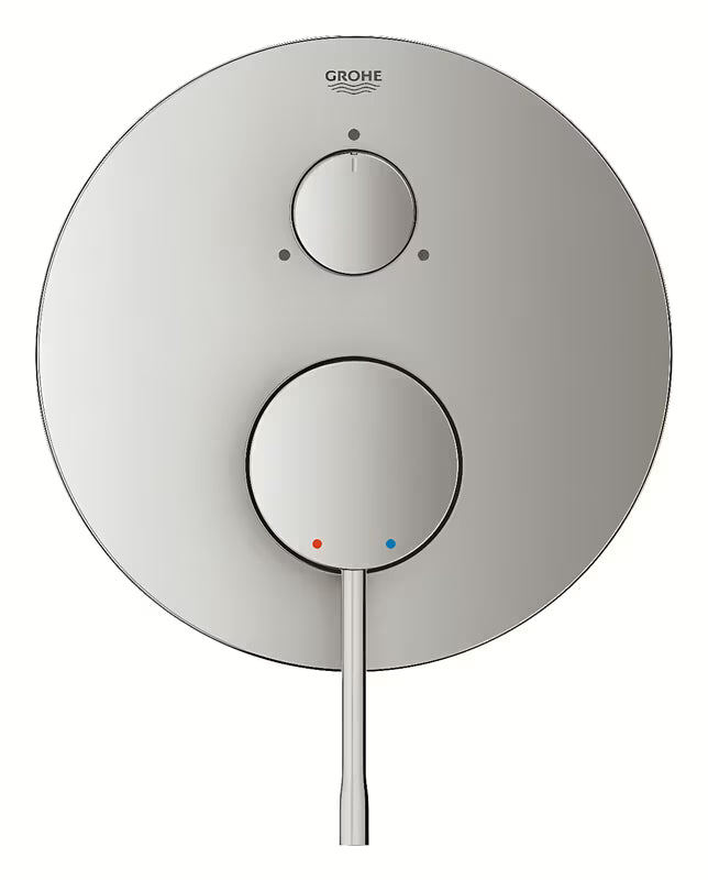 Podžbukna miješalica za tuš Grohe Essence New u izvedbi supersteel s ručicom i 3-smjernim preklopnikom.