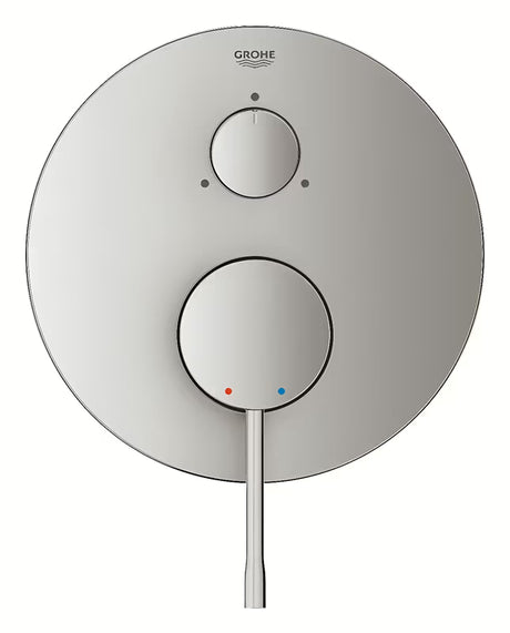 Podžbukna miješalica za tuš Grohe Essence New u izvedbi supersteel s ručicom i 3-smjernim preklopnikom.