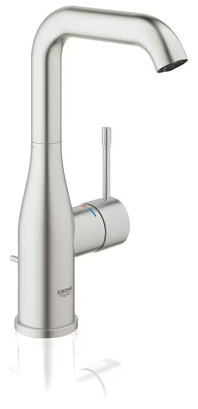 Visoka jednoručna baterija miješalica za umivaonik Grohe Essence New u izvedbi supersteel sa zakretnim izljevom