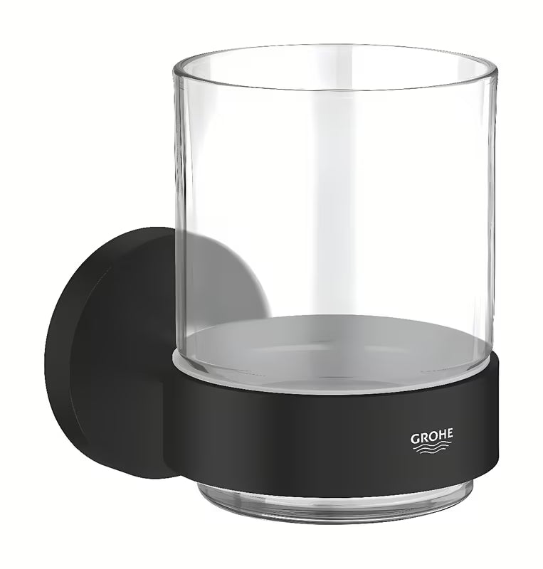 Mat crni držač čaše Grohe Essentials uključuje čašu pro za kupaonicu