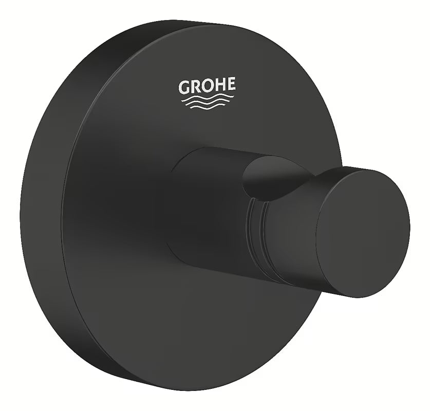 Metalna kukica za ogrtač Grohe Essentials u mat crnoj sa skrivenim pričvršćenjem