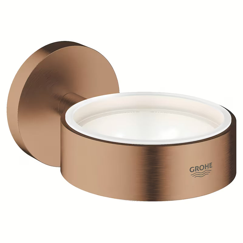 Metalni držač bez čaše Grohe Essentials u završnoj obradi Brushed Warm Sunset sa skrivenim pričvršćenjem.