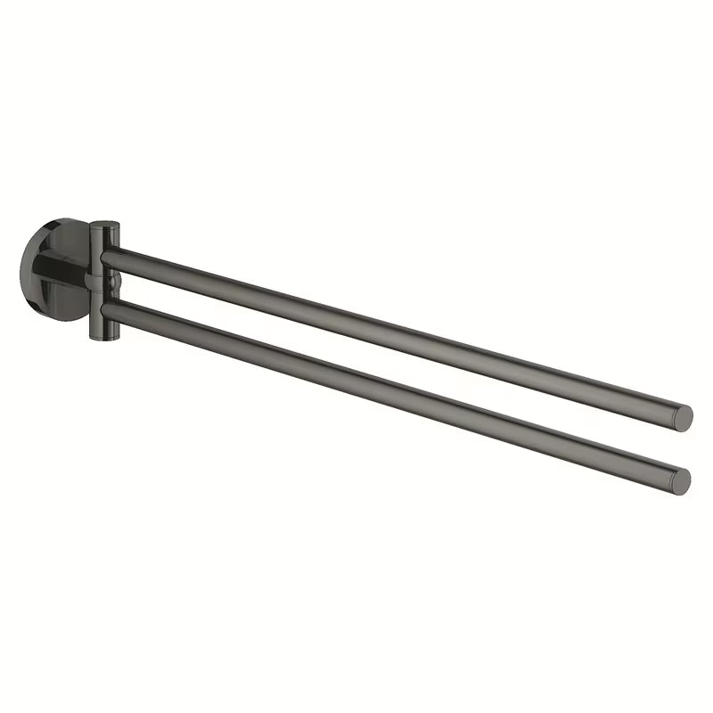 Držač ručnika Grohe Essentials s dva okretna kraka u izvedbi Hard Graphite sa skrivenim pričvršćenjem.