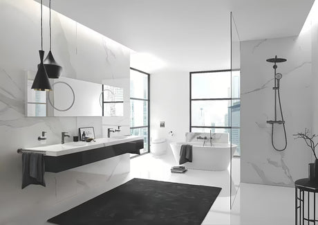 Rotirajući držač ručnika Grohe Essentials u izvedbi Brushed Hard Graphite s dva kraka i skrivenim pričvršćenjem.