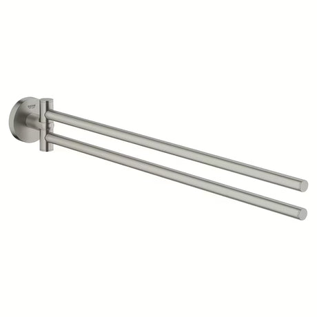 Držač ručnika Grohe Essentials s dva okretna kraka u mat izvedbi supersteel
