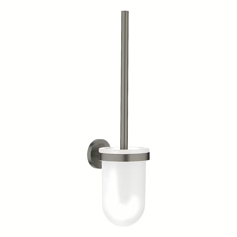Set WC četke Grohe Essentials u izvedbi Brushed Hard Graphite s držačem za zidnu montažu i sa skrivenim pričvršćenjem.