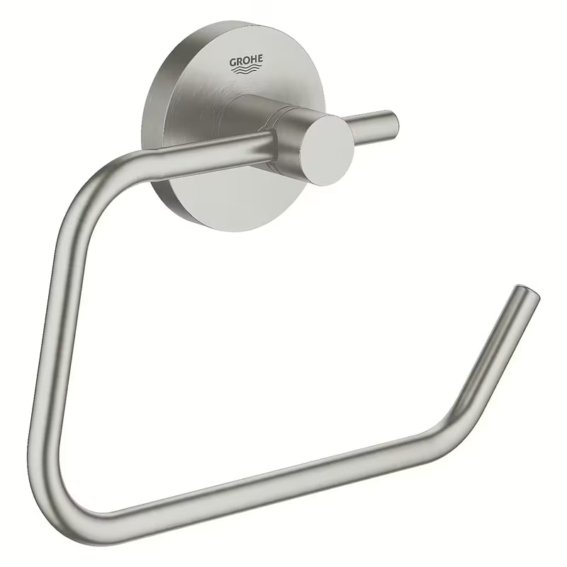 Držač toaletnog papira Grohe Essentials bez poklopca u izvedbi supersteel sa skrivenim pričvršćenjem.
