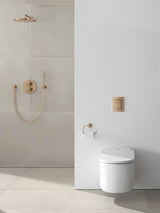 Držač toaletnog papira Grohe Essentials bez poklopca u završnoj obradi Brushed Warm Sunset sa skrivenim pričvršćenjem.