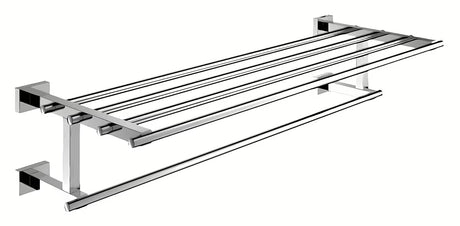 Kromirani držač ručnika Grohe Essentials Cube s gornjom policom i skrivenim pričvršćenjem