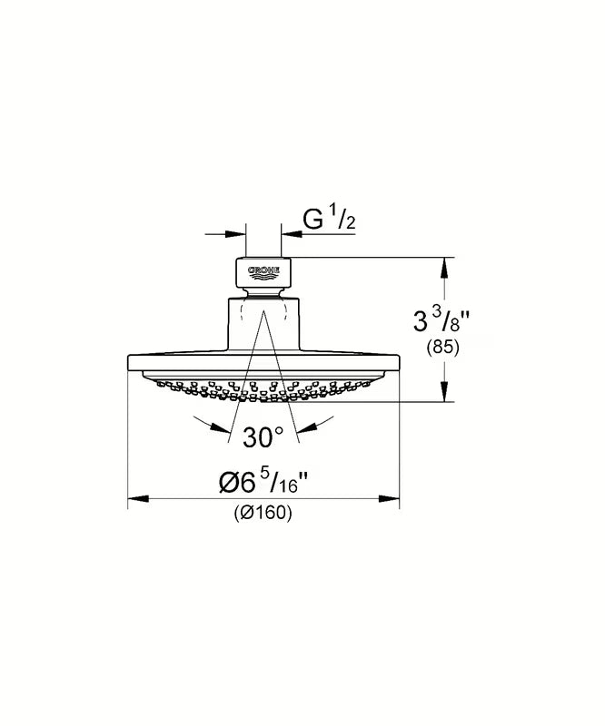 Kromirana nadglavni tuš Grohe Euphoria Cosmopolitan s mlazom Rain i promjerom 16 cm
