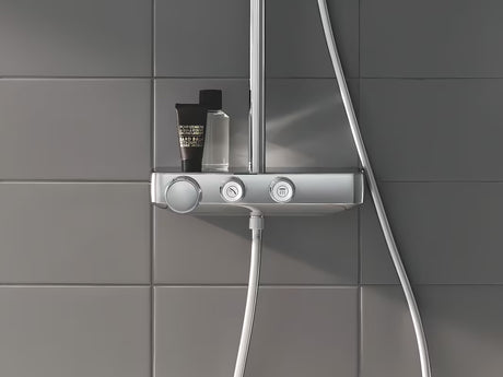 Tuš sustav Grohe Euphoria smartcontrol System u krom izvedbi s termostatskom miješalicom, s nadglavnim i ručnim tušem