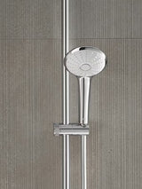 Ručni tuš Grohe Euphoria 110 Massage u krom izvedbi s bijelom tuš pločom i tri vrste mlaza.