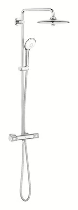 Tuš sustav Grohe Euphoria System s termostatskom miješalicom u krom izvedbi s nadglavnim i ručnim tušem