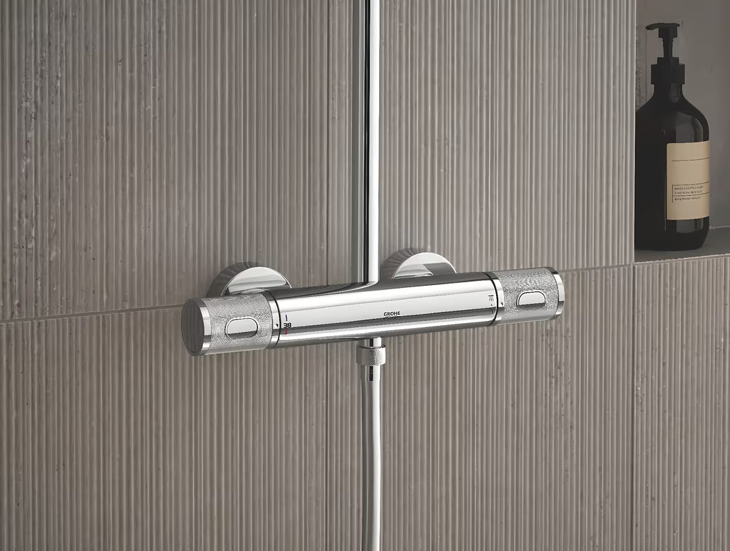 Kromirani tuš sustav Grohe Euphoria System s termostatskom miješalicom, s nadglavnim i ručnim tušem