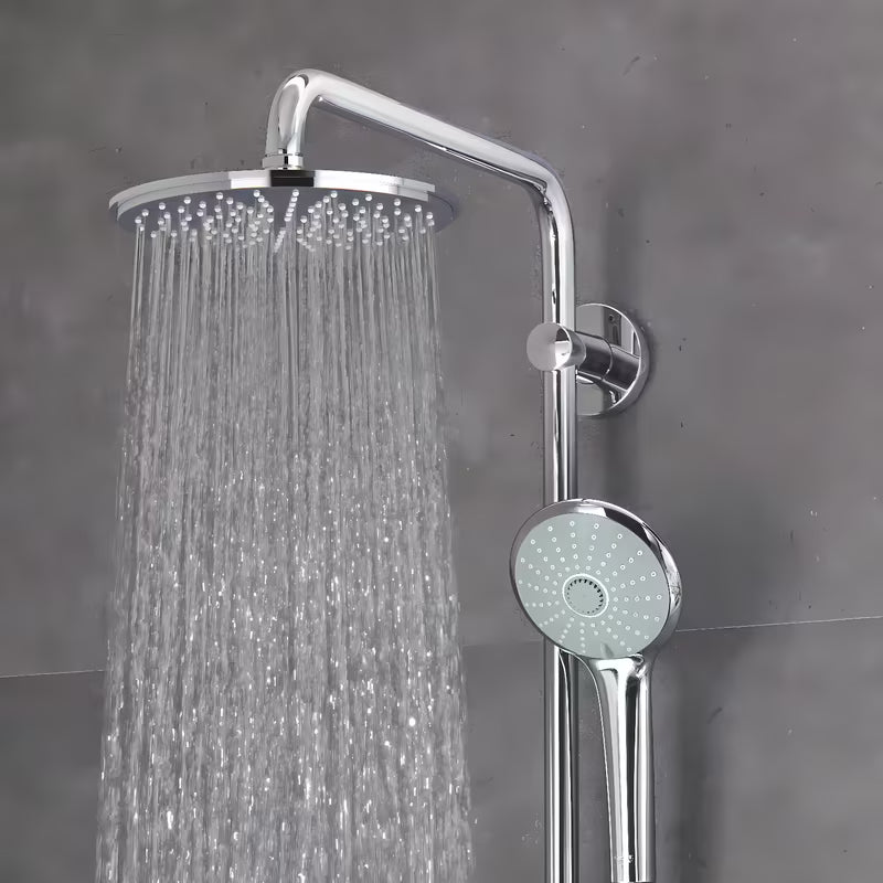 Tuš sustav Grohe Euphoria System s termostatskom miješalicom u krom izvedbi s nadglavnim i ručnim tušem