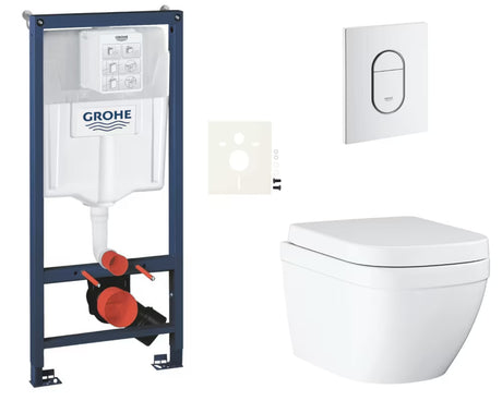 Viseći WC set Grohe Euro Ceramic s instalacijskim sustavom Rapid SL, tipkom Arena Cosmopolitan i sjedalom soft Close