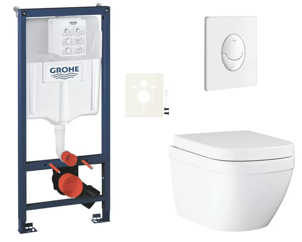 Viseći WC set Grohe Euro Ceramic s instalacijskim modulom Rapid SL, tipkom Skate Air i sjedalom soft Close