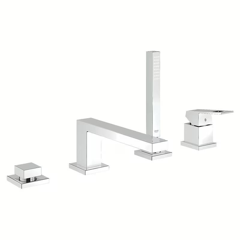 Kromirana miješalica za kadu Grohe Eurocube s tuš setom s ručnim tušem Euphoria Cube+.