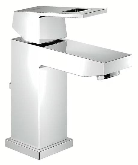 Kromirana miješalica za umivaonik Grohe Eurocube s ručicom za upravljanje i izljevom.