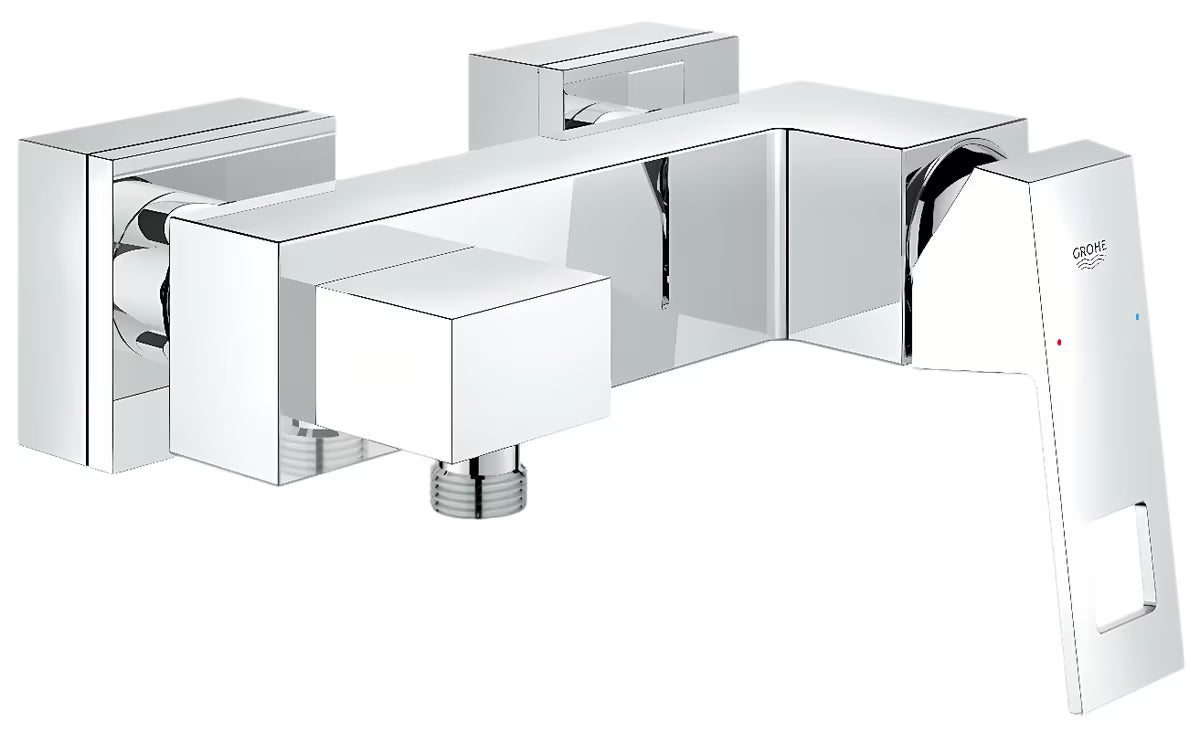 Kromirana jednoručna baterija zidna miješalica za tuš Grohe Eurocube u četvrtastom dizajnu